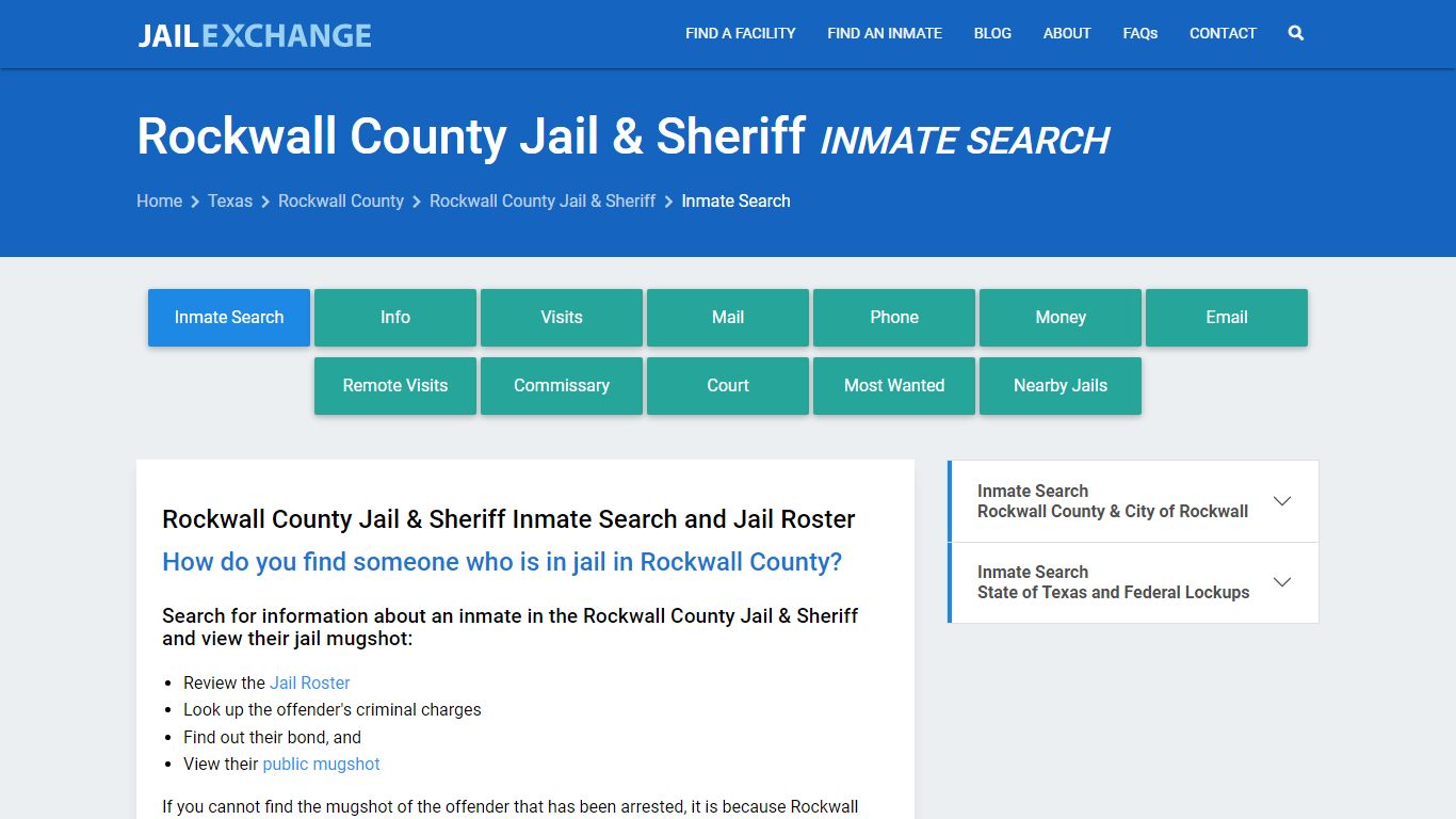 Rockwall County Jail & Sheriff Inmate Search - Jail Exchange